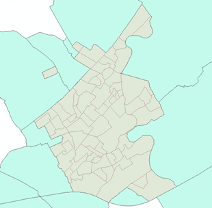 Example showing a boundary outline on a map outline without other features