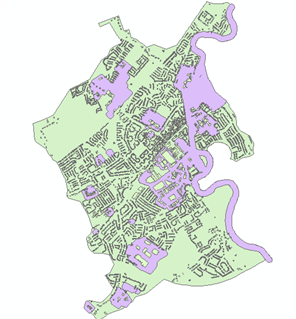 Example of BUA hull showing all features of the urban area