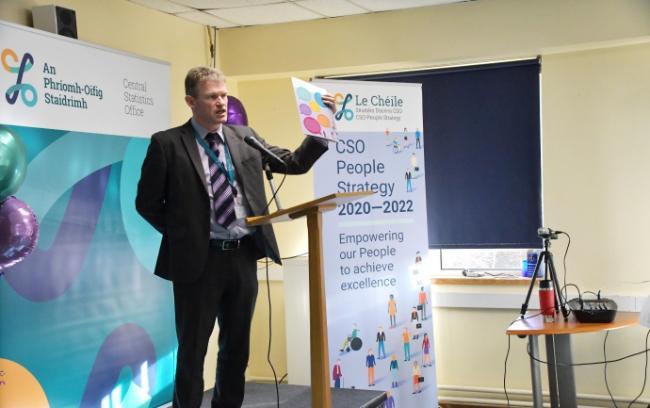 CSO Director General, Pádraig Dalton speaking at the launch of Le Chéile People Strategy at CSO Cork