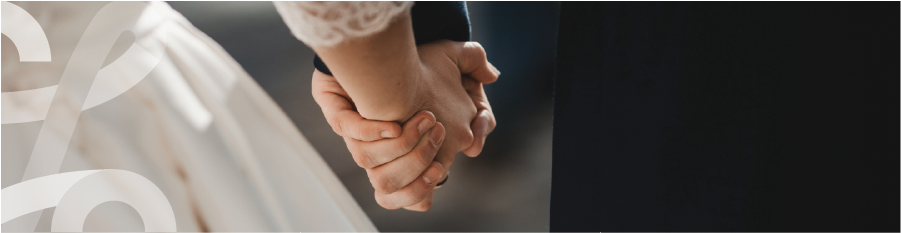 Bride and Groom holding hands