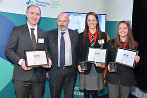 First Prize Winners Aisling Barry, Katrin Birk and Stephen McLaughlin, Bandon Grammar School