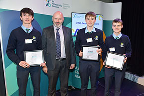 Order of Merit Prizewinners Luke Coffey, Damien Kelly and Neil Hannon of Athlone Community College