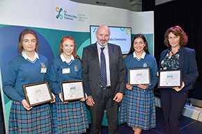 Order of Merit Prizewinners Katie Conachy, Ruth Smyth, Emma Jane McKeon and Mary Mullaghy, Eureka Secondary Schoo