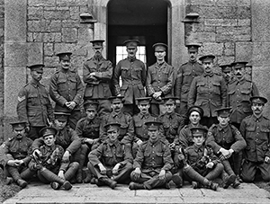 Photo of Soldiers headquarters group taken at Model school 1914