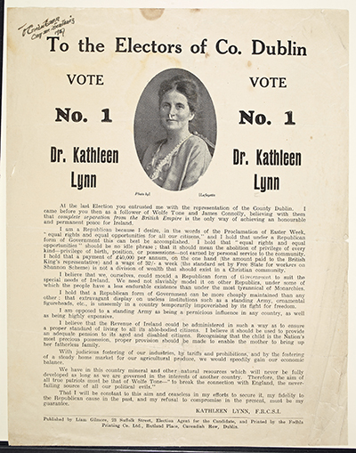 Dr. Kathleen Lynn election poster