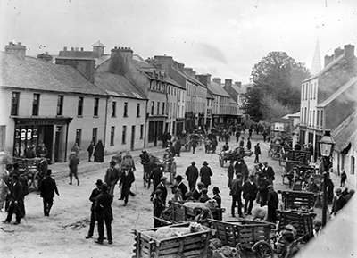 Busy market day in an unknown provincial town, 1900-1920