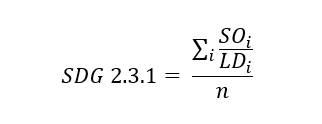 Formula for calculating standard output, number of labour days per unit, number of small scale producers