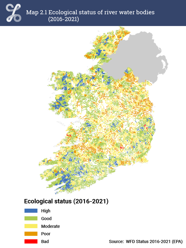 Map 2.1 River water bodies by ecological status