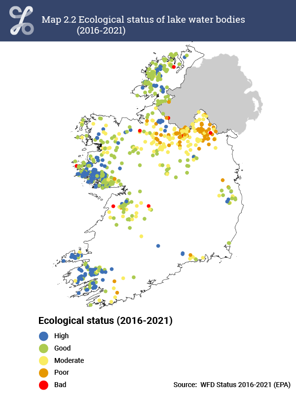Map 2.2 Lake water bodies by ecological status