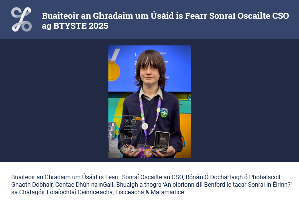 Buaiteoir na Duaise don Úsáid is Fearr as Sonraí Oscailte an CSO, BTYSTE 2025