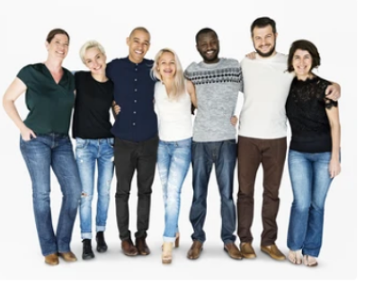 Random group of diverse people